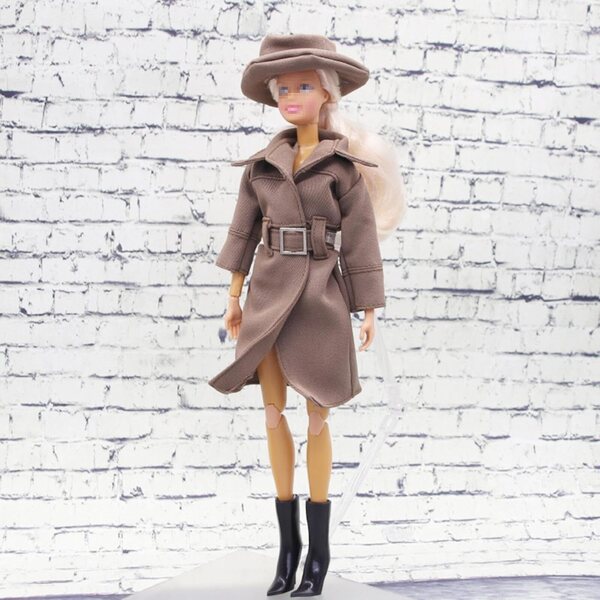 1/6 Damen-Kostümset mit braunem Trenchcoat für 12-Zoll-Puppen