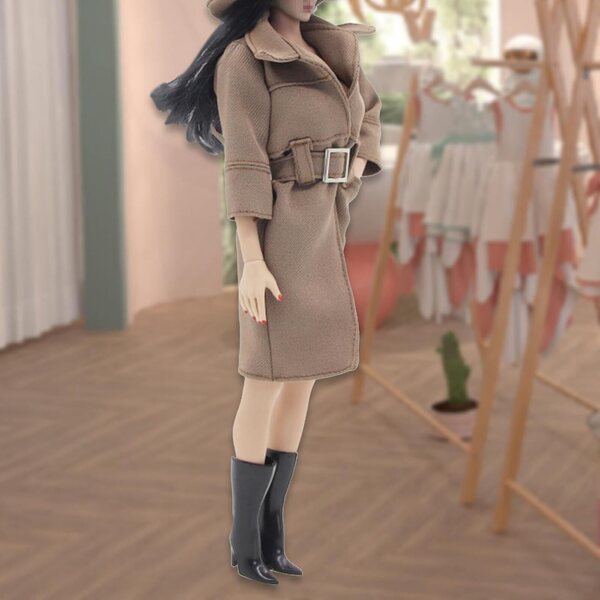 1/6 Damen-Kostümset mit braunem Trenchcoat für 12-Zoll-Puppen