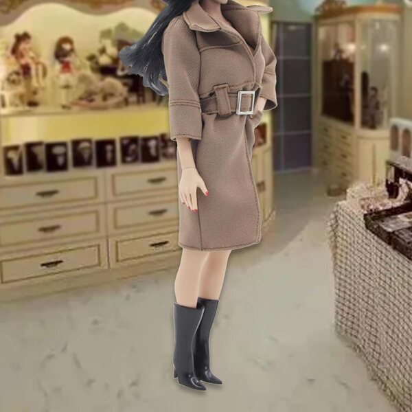 1/6 Damen-Kostümset mit braunem Trenchcoat für 12-Zoll-Puppen