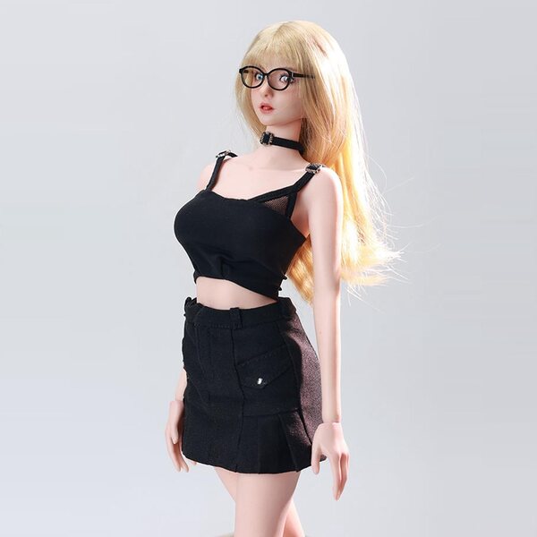 1/6 kurzes schwarzes Cosplay-Kleid für Damen ohne Mantel