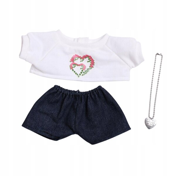 Set 3 Abiti Fashion per Bambole 38 cm con T-Shirt, Pantaloni e Collana Nero e Bianco