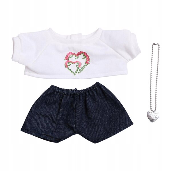 Set 3 Abiti Fashion per Bambole 38 cm con T-Shirt, Pantaloni e Collana Nero e Bianco