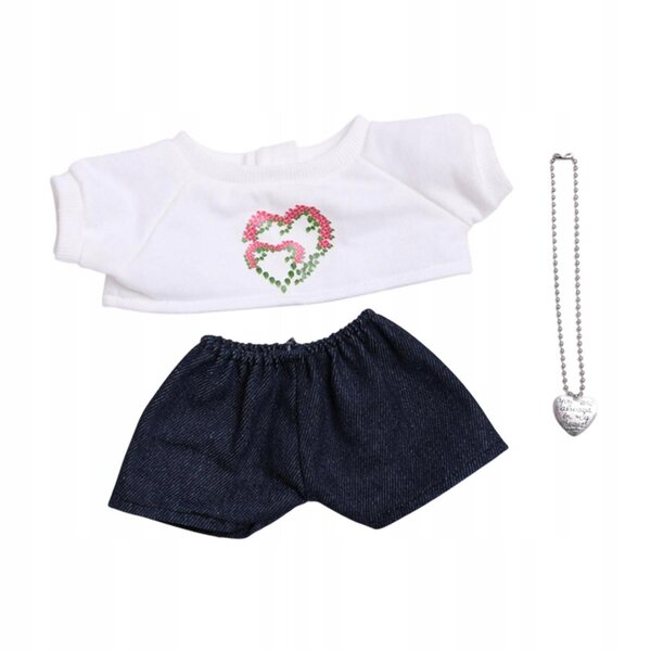 Set 3 Abiti Fashion per Bambole 38 cm con T-Shirt, Pantaloni e Collana Nero e Bianco