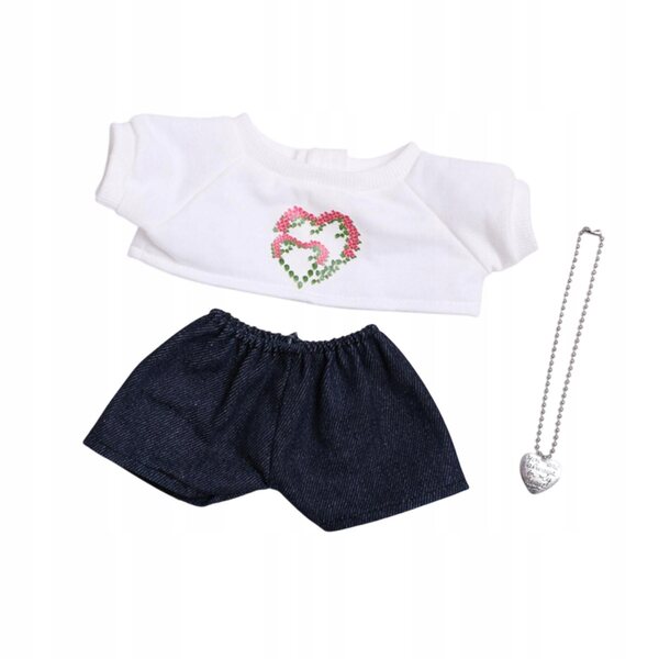 Set 3 Abiti Fashion per Bambole 38 cm con T-Shirt, Pantaloni e Collana Nero e Bianco