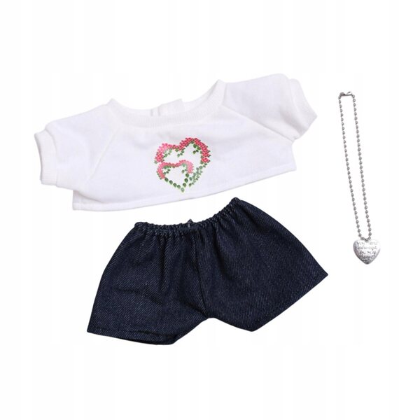 Set 3 Abiti Fashion per Bambole 38 cm con T-Shirt, Pantaloni e Collana Nero e Bianco