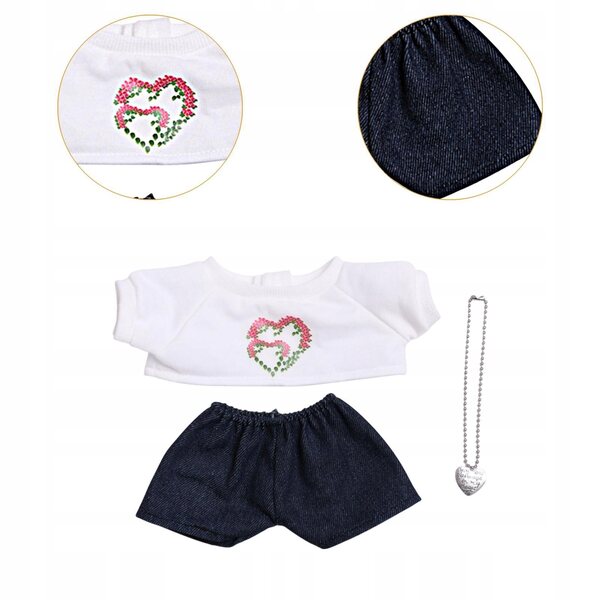 Set 3 Abiti Fashion per Bambole 38 cm con T-Shirt, Pantaloni e Collana Nero e Bianco