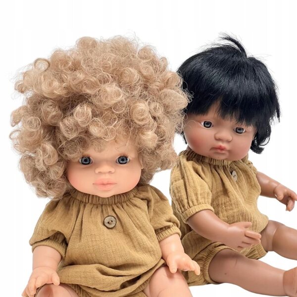 Baumwoll-Toffee-Kleid für Miniland-, Minikane- und Paola Reina-Puppen 34-38 cm