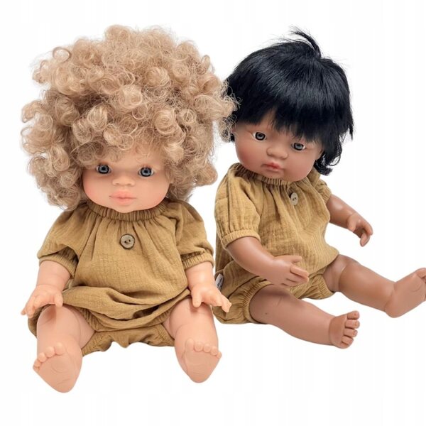 Baumwoll-Toffee-Kleid für Miniland-, Minikane- und Paola Reina-Puppen 34-38 cm