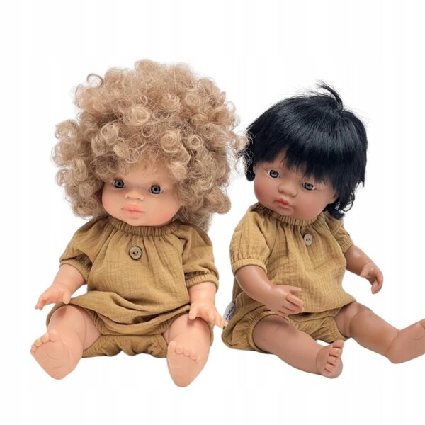 Baumwoll-Toffee-Kleid für Miniland-, Minikane- und Paola Reina-Puppen 34-38 cm