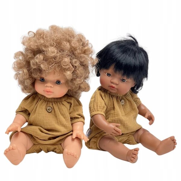 Baumwoll-Toffee-Kleid für Miniland-, Minikane- und Paola Reina-Puppen 34-38 cm