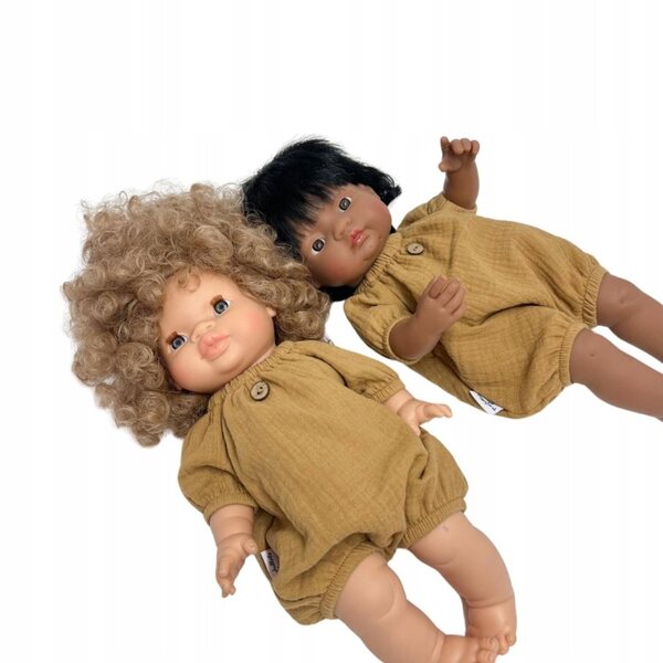 Baumwoll-Toffee-Kleid für Miniland-, Minikane- und Paola Reina-Puppen 34-38 cm