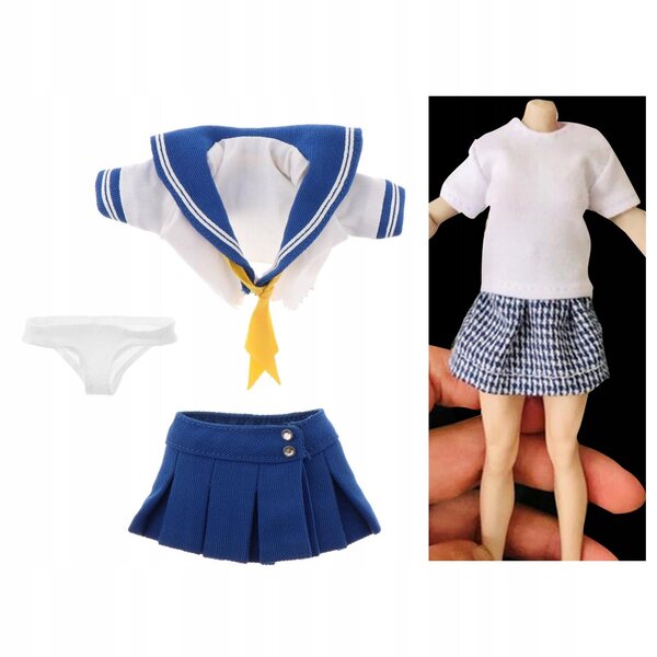1/6 Kobieta Dziewczyna Student Mundur Szkolny Zestaw Do 12" Figury Ciała Niebieski