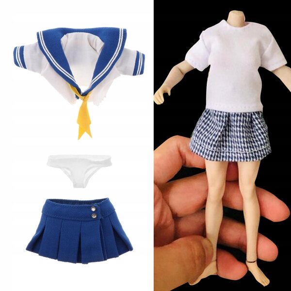1/6 Kobieta Dziewczyna Student Mundur Szkolny Zestaw Do 12" Figury Ciała Niebieski
