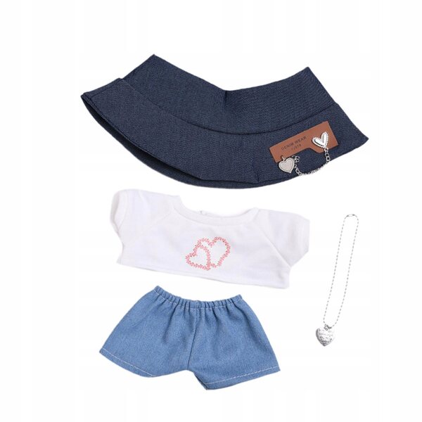 Bekleidungsset für 38-cm-Puppen: Komplettes T-Shirt, Hose und Mütze