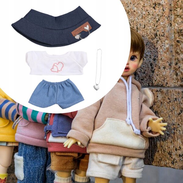 Bekleidungsset für 38-cm-Puppen: Komplettes T-Shirt, Hose und Mütze