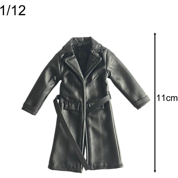 Giacca in similpelle per action figure 1/12, trench elegante 11 cm in pelle PU