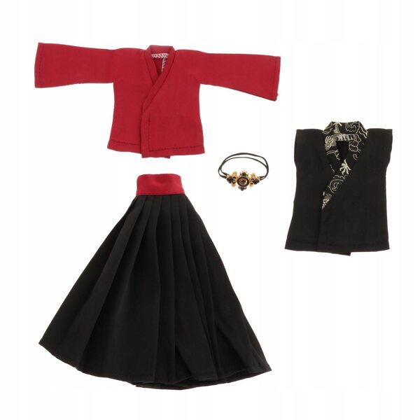 Giacca antivento 1/6 per bambole BJD in rosso e nero, set completo casual