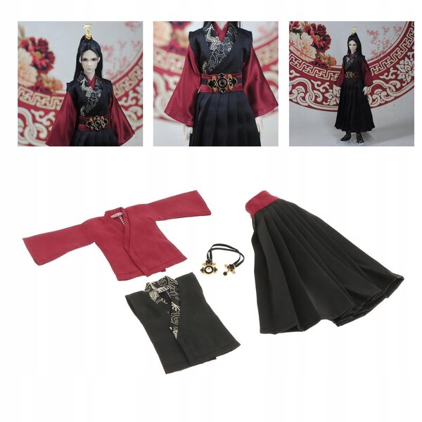 Giacca antivento 1/6 per bambole BJD in rosso e nero, set completo casual