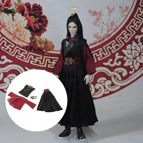 Giacca antivento 1/6 per bambole BJD in rosso e nero, set completo casual