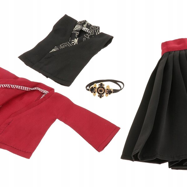 Giacca antivento 1/6 per bambole BJD in rosso e nero, set completo casual