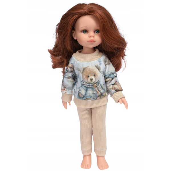 Kleidung für eine 32 cm große Paola Reina-Puppe – 2-in-1-Teddybär-Set aus Trainingsanzug, Sweatshirt und Hose