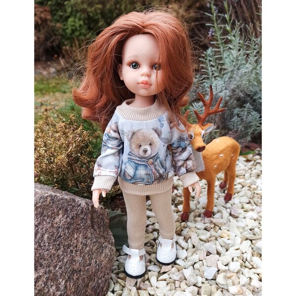 Kleidung für eine 32 cm große Paola Reina-Puppe – 2-in-1-Teddybär-Set aus Trainingsanzug, Sweatshirt und Hose