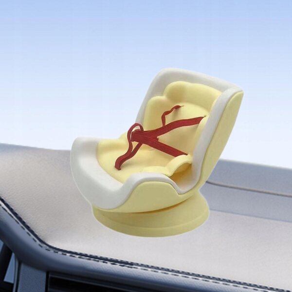 Gelbe Fotelik-Puppe aus PU-Leder mit Ständer für Schreibtisch und Auto