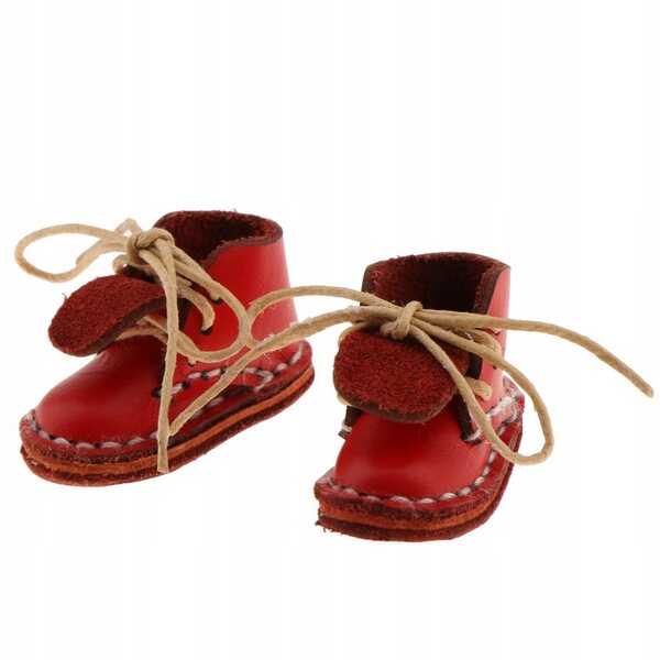 Scarpe rosse stringate in pelle PU per bambole 12 pollici Blythe con tacco basso