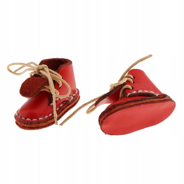 Scarpe rosse stringate in pelle PU per bambole 12 pollici Blythe con tacco basso