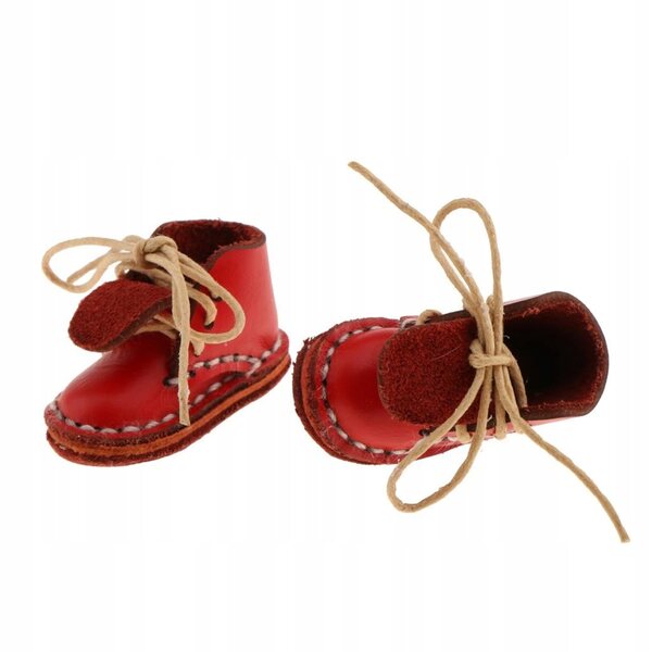 Scarpe rosse stringate in pelle PU per bambole 12 pollici Blythe con tacco basso