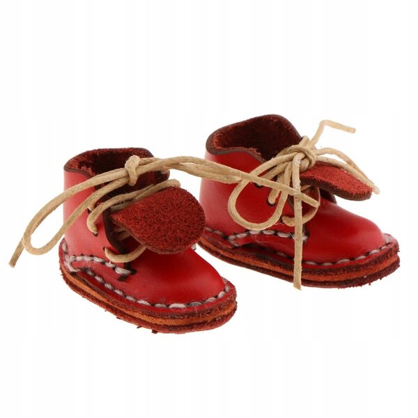 Scarpe rosse stringate in pelle PU per bambole 12 pollici Blythe con tacco basso