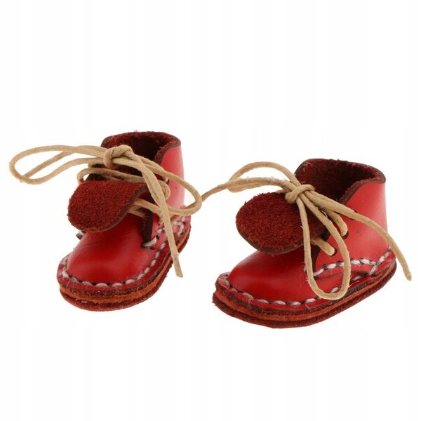 Scarpe rosse stringate in pelle PU per bambole 12 pollici Blythe con tacco basso