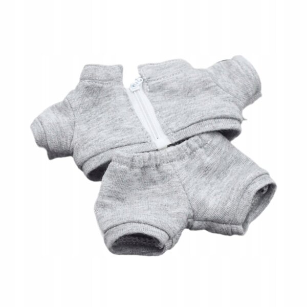 17 cm Miniatur-Puppenbekleidungsset, graues handgefertigtes Oberteil und Hose
