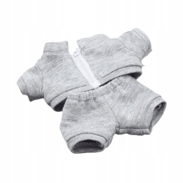 17 cm Miniatur-Puppenbekleidungsset, graues handgefertigtes Oberteil und Hose