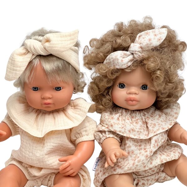 Beiges Blumenband für Miniland 38 cm, Minikane und Paola Reina 34 cm Puppen