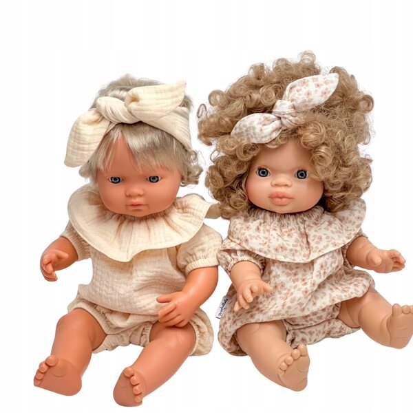 Beiges Blumenband für Miniland 38 cm, Minikane und Paola Reina 34 cm Puppen