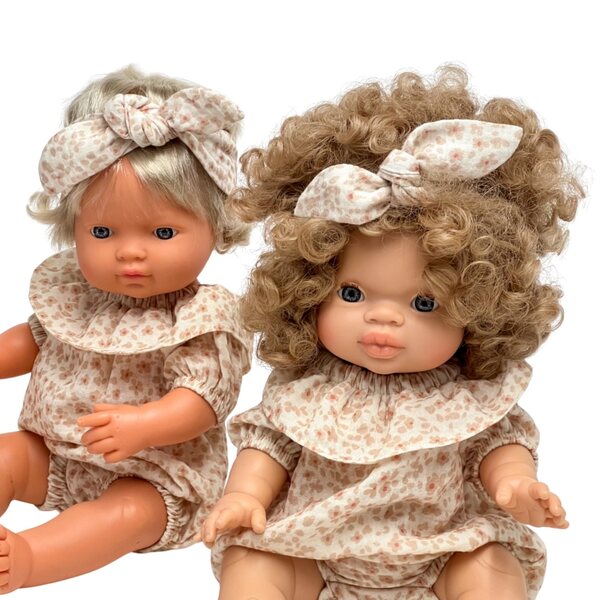 Beiges Blumenband für Miniland 38 cm, Minikane und Paola Reina 34 cm Puppen