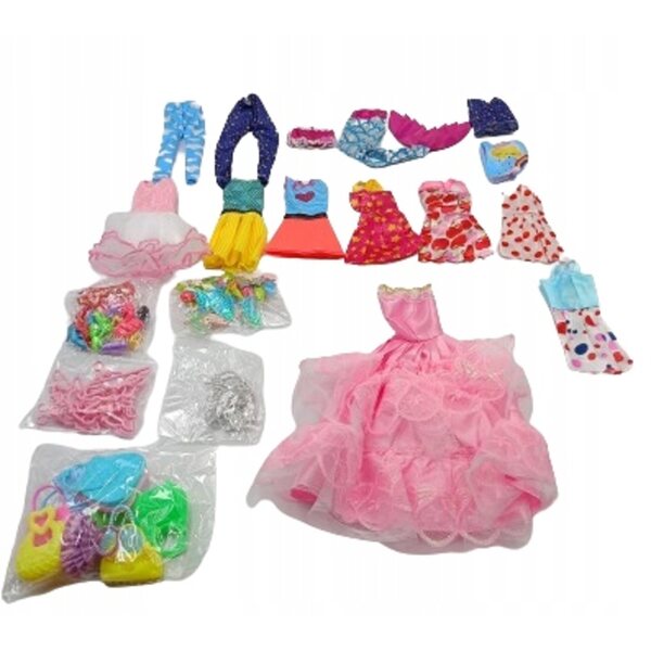 Set abiti e accessori per bambole con guardaroba pieghevole e dettagli curati