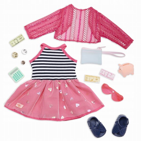 Set vestiti deluxe Our Generation Pretty Penny con accessori e salvadanaio
