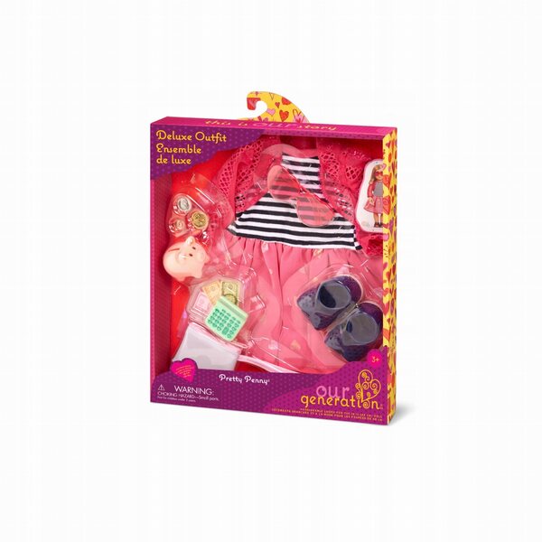 Set vestiti deluxe Our Generation Pretty Penny con accessori e salvadanaio