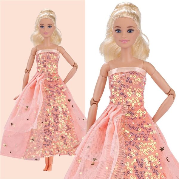 Abendkleid mit Pailletten für 30 cm große amerikanische Puppe – 1/6 BJD-Kleidungsset
