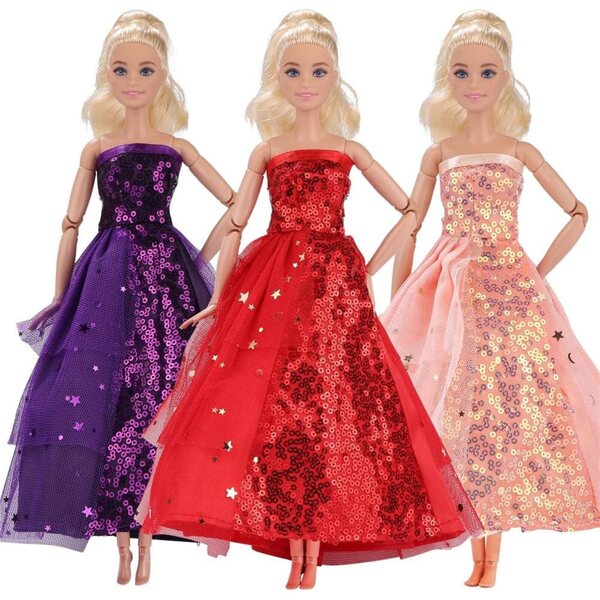 Abendkleid mit Pailletten für 30 cm große amerikanische Puppe – 1/6 BJD-Kleidungsset