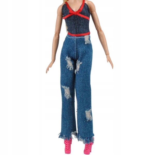 Bekleidungsset für 28–33 cm große Puppen mit Leibchen-Oberteil und Jeanshose