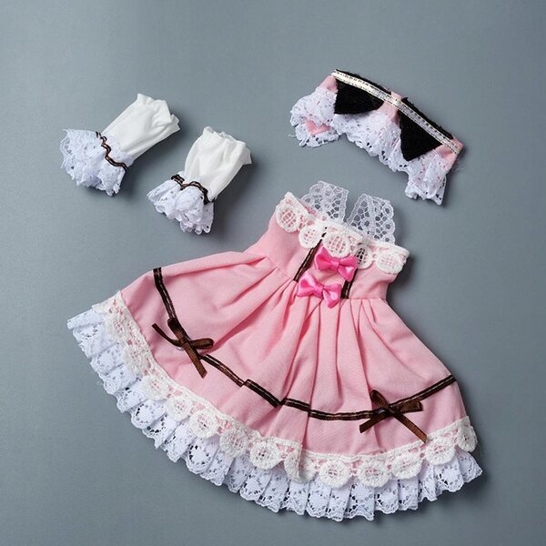 Mehrfarbiges Stoffkleid für 1:6 BJD-Puppe – Komplettset 30 cm