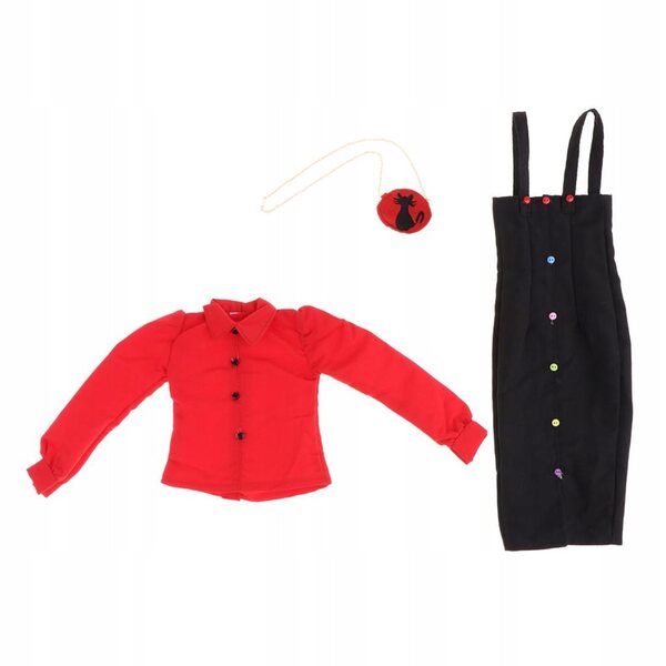 Handgefertigtes Kleidungsset für 1/3 BJD-Puppen mit Oberteil, Rock und Tasche