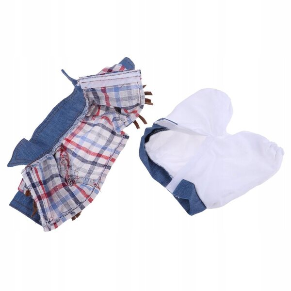 Camicia a quadri per bambola 26-28 cm set con cappello vintage colorato