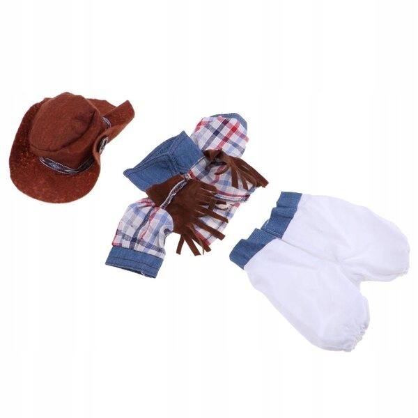 Camicia a quadri per bambola 26-28 cm set con cappello vintage colorato