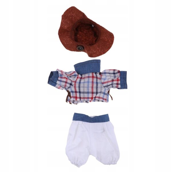 Camicia a quadri per bambola 26-28 cm set con cappello vintage colorato