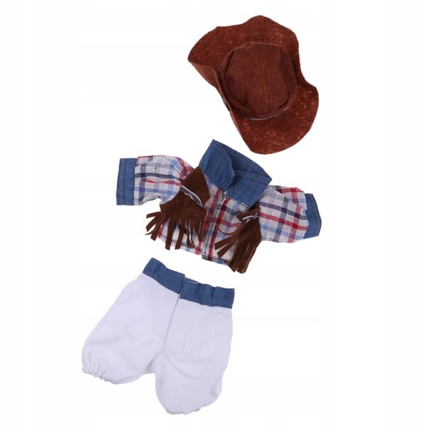 Camicia a quadri per bambola 26-28 cm set con cappello vintage colorato