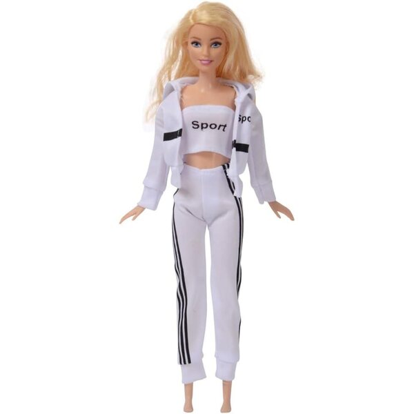 Outfit für eine 30 cm große Odulu-Puppe im Maßstab 1:6: Sportjacke, Oberteil und Freizeithose
